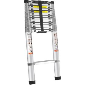 VEVOR Telescoping Ladder, 18.5 FT Aluminum One-button Retraction Collapsible Extension Ladder, 400 LBS Capacity with Non-slip Feet