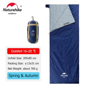 Naturehike lw180 Sleeping Bag Ultralight Cotton Sleeping Bag Spring Summer Sleeping Bag Outdoor Hiking Camping Sleeping Bag (Color: Navy - 205x85 cm)