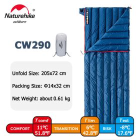 Naturehike Goose Down Sleeping Bag Naturehike Camping Ultralight Sleeping Bag Winter Waterproof Sleeping Bags (Color: CW290 Navy Goose)