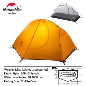 Naturehike Cycling Tent 1 Person Ultralight Backpacking Tent Double Layer Fishing Beach Tent Outdoor Travel Hiking Camping Tent (Color: 1P - 20D - Orange)